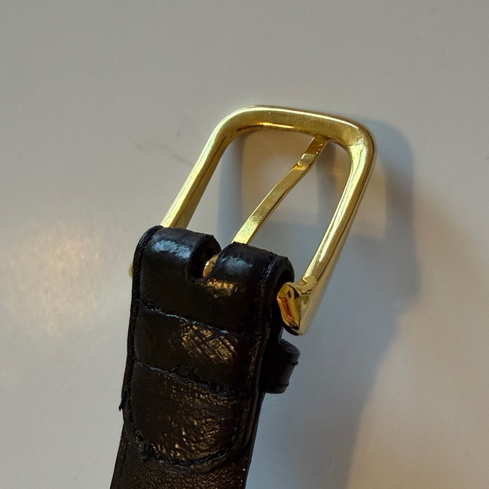 Austin Grey EelSkin leather belt, black with gold tone buckle, 39.5" lenght - Picture 7 of 10